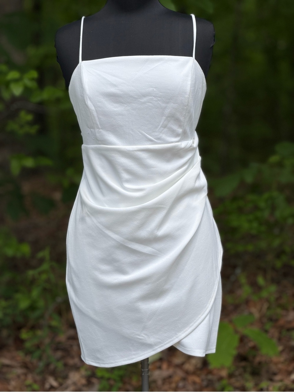 Francesca's Collections White Spaghetti Strap Draped Mini